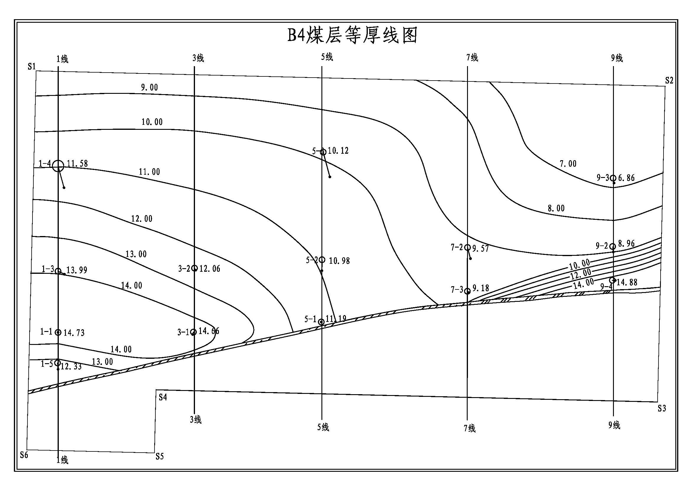B4煤层等厚线图
